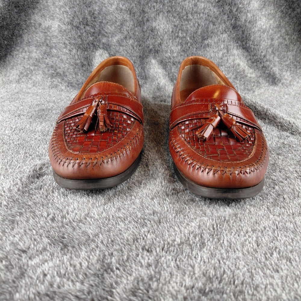 Giorgio Brutini Mens Newark Brown Woven Leather Tassel Loafers Shoes 8 M 897 - Picture 2 of 8
